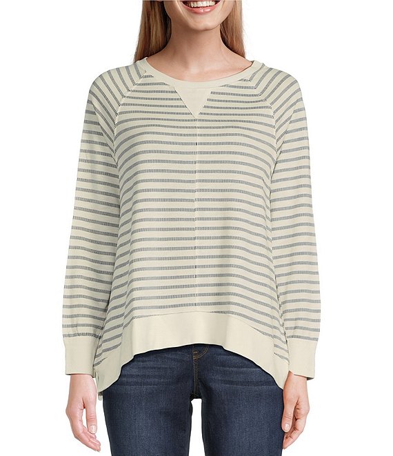 Westbound Long Sleeve Stripe Knit Pullover Top | Dillard's