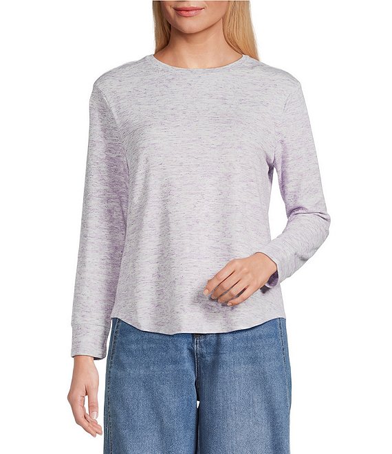 Westbound Space Dye Long Sleeve Crew Neck Pullover, Purple Space Dye - Image 1