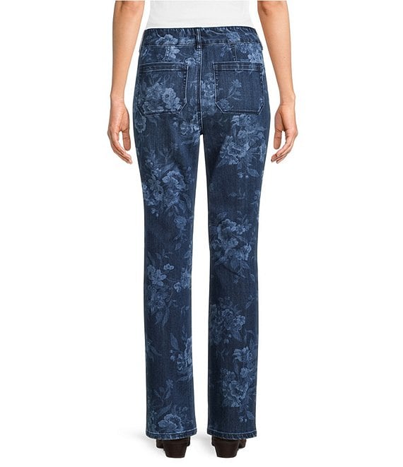 Westbound Petite Size Floral High Rise Patch Pocket Straight Leg