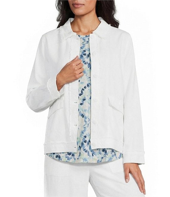 Westbound Petite Size Linen-Blend Long Sleeve Button Front Jacket
