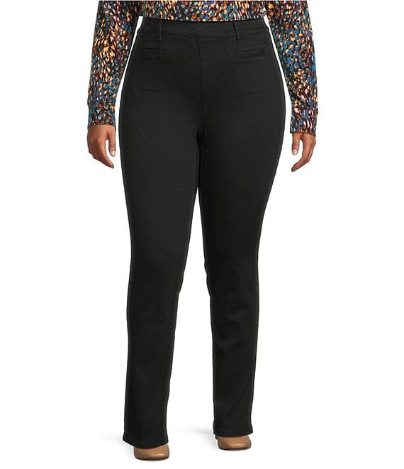 Westbound Plus High Rise Patch Pocket Straight Leg Full Length Pull-On Pants, Black - Image 1