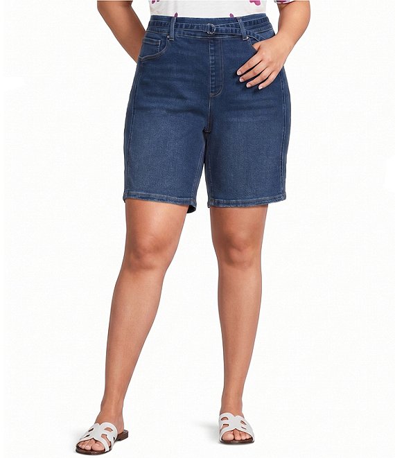 Westbound Plus Size High Rise Belted Bermuda Shorts