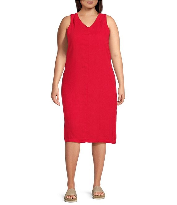 Westbound Plus Size V-Neck Sleeveless Midi Dress | Dillard's