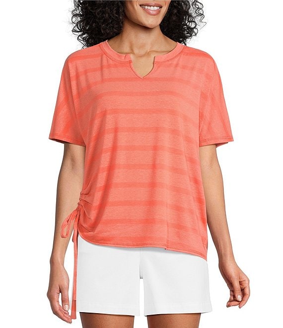 Westbound Short Sleeve V-Neck Side Tie Top