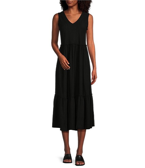 Westbound Sleeveless V-Neck Tiered A-Line Dress | Dillard's