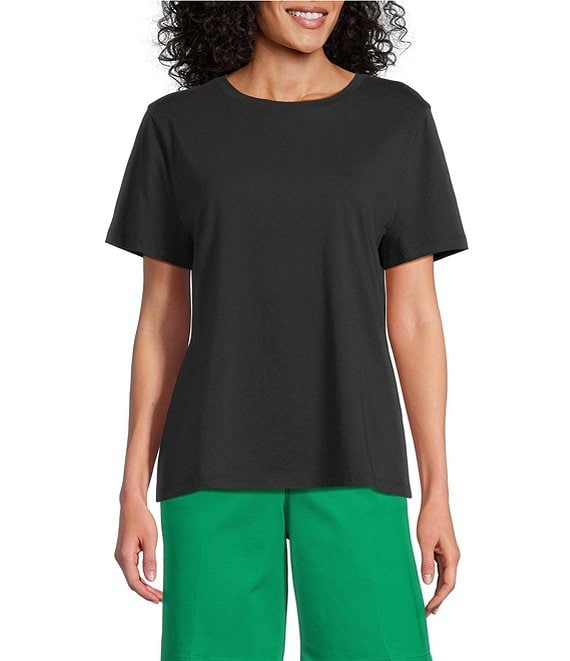 Westbound Solid Short Sleeve Crew Neck Top