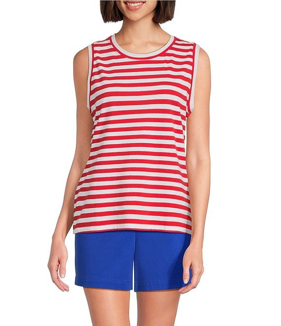 Westbound Stripe Print Crew Neck Tank