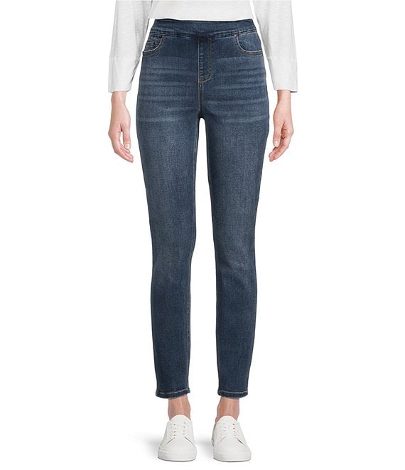 Color:Authentic Indigo - Image 1 - the HIGH RISE Fit Skinny Ankle Denim Pants