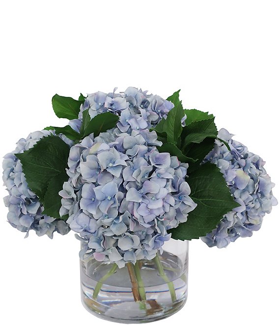 Winward Hydrangea Blossoms Floral Arrangement In Cylinder Glass Vase ...