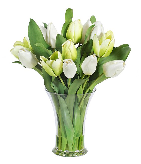 Winward Faux Flowers Tulip In Tall Glass Vase | Dillard's