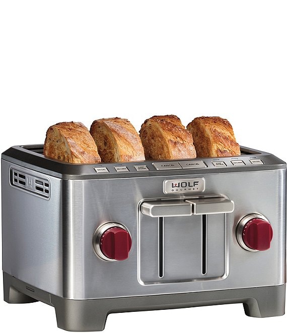 Color:Stainless steel - Image 1 - 4-Slice Toaster With Red Knobs