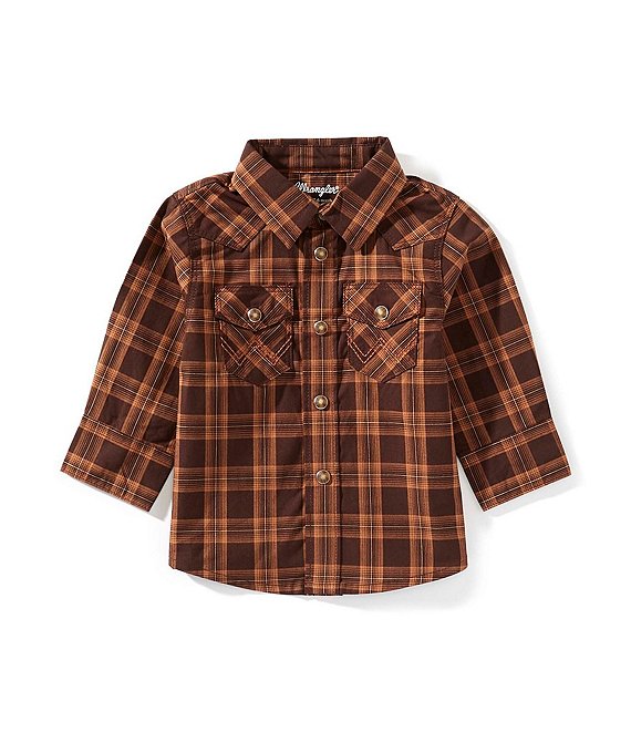 Wrangler® Baby Boys Long Sleeve Plaid Button Down Shirt