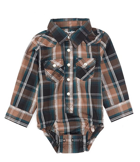 Wrangler® Baby Boys Newborn-24 Months Long Sleeve Multi-Plaid Western ...