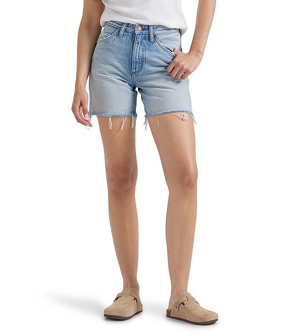 Wrangler Cowboy High Rise Raw Hem Cut Off Denim Short Dillard s