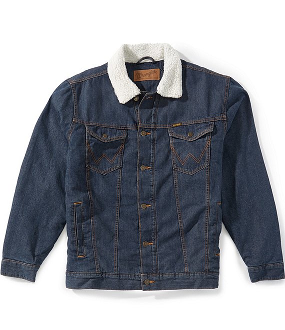 定価約8.4万 YOKE BLEACHED DENIMTRUCKERJACKET Wrangler® Faux Sherpa Lined Denim Western Trucker Jacket | Dillard's