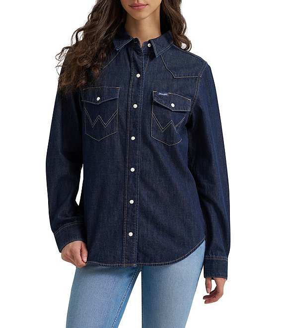 Wrangler Iconic Western Snap Denim Shirt