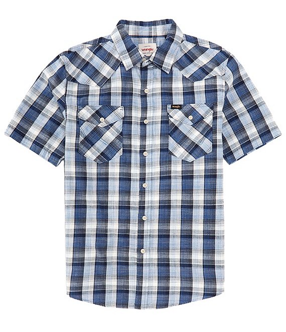 Wrangler® Keegan Short Sleeve Plaid Woven Shirt | Dillard's