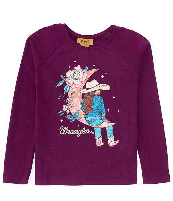 Wrangler® Little Girls 4-7 Long Sleeve Cowgirl/Moon T-Shirt | Dillard's