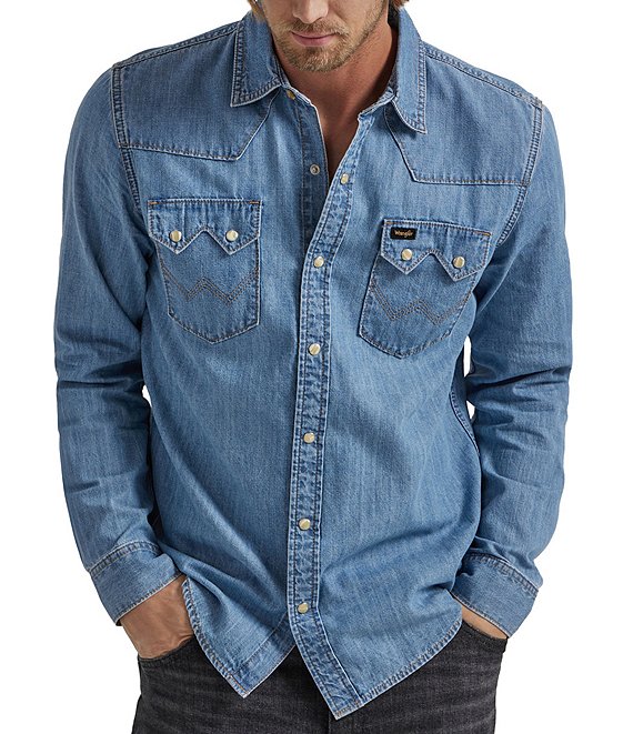 River Island Longline Denim Shirt With Grandad Collar In Blue In Regular  Fit | ASOS