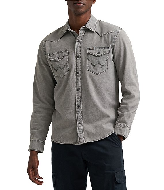 Wrangler Long Sleeve Grey Denim Shirt