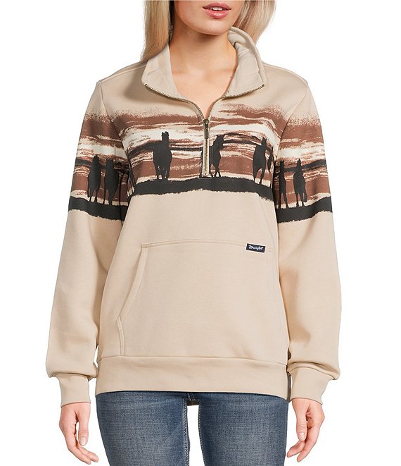 Wrangler Wrangler® Western Quarter Zip Pullover, Grey - Image 1