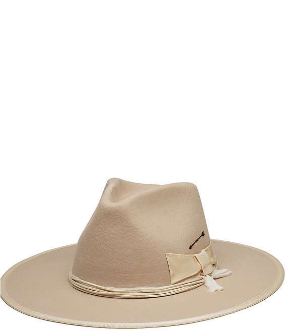 Wyeth Graham Rancher Flat Brim Wool Ribbon Bow Cowboy Hat