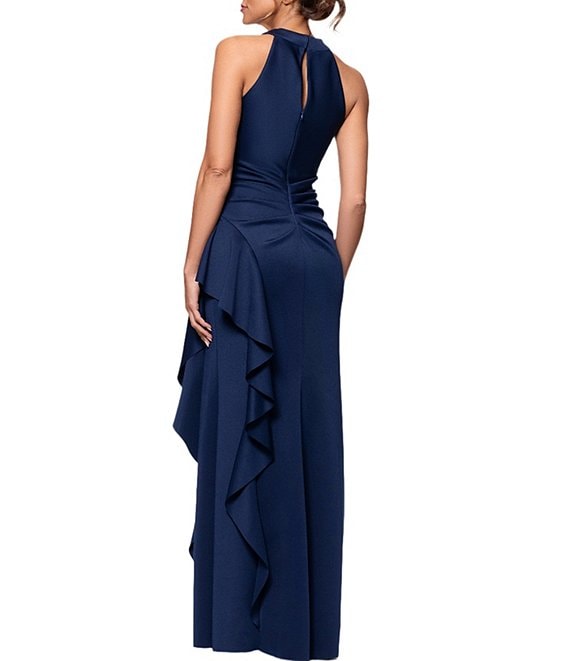 xscape women's ruffled sleeveless scuba fit & flare dress Amazon.com: Xscape Women's Sleeveless One Shoulder Scuba Ruffle Midi Dress,  Ivory, 8 : Clothing, Shoes & Jewelry