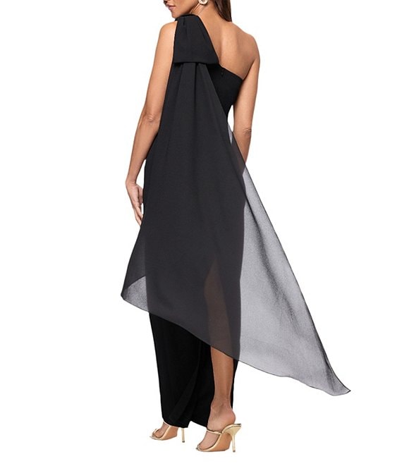 Xscape One Shoulder Chiffon Drape Dress | Dillard's