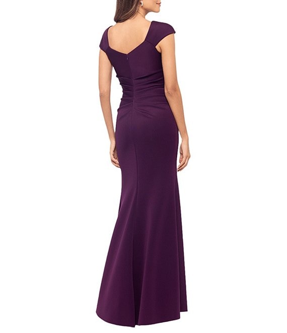 xscape petite cocktail dresses XSCAPE Petite Formal Dress, Gray, Embellished, Zippered, Lined, Darted, Short Sleeve, Scoop Neck, Full-Length, Size 6P