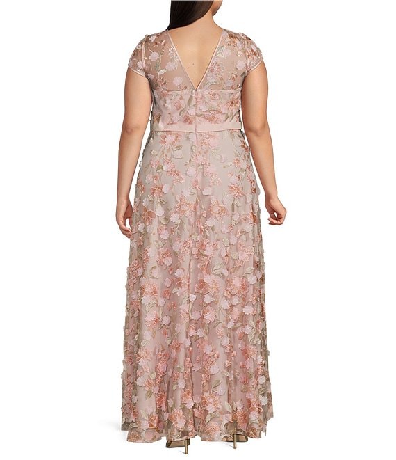 floral embroidered dress plus size Colorful Wedding Dresses Whimsical Tulle Gown, Illusi Viniodress and coral with delightful butterflies throughout the pattern. Plus size embroidered dress