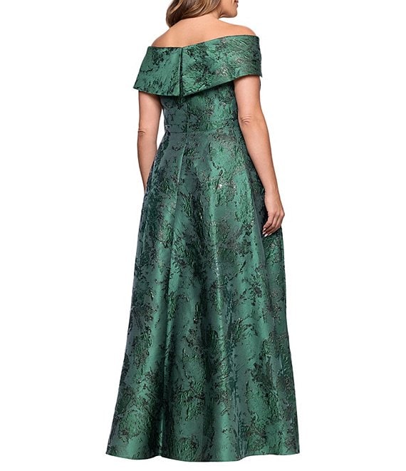 Xscape Plus Size Off-The-Shoulder Brocade Long Gown | Dillard's