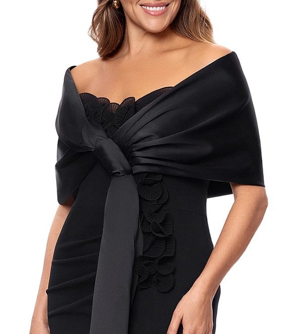 Xscape Plus Size Satin Shawl Bow Wrap