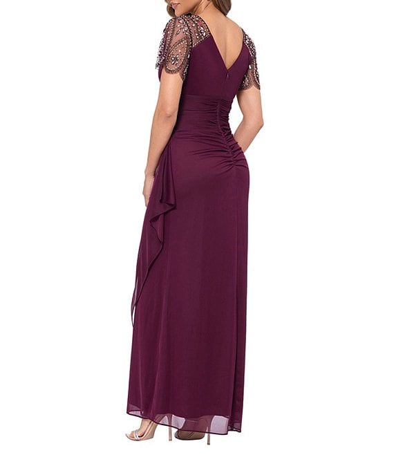 xscape beaded cocktail dress Xscape Petite Short Sleeve Dress - Navy