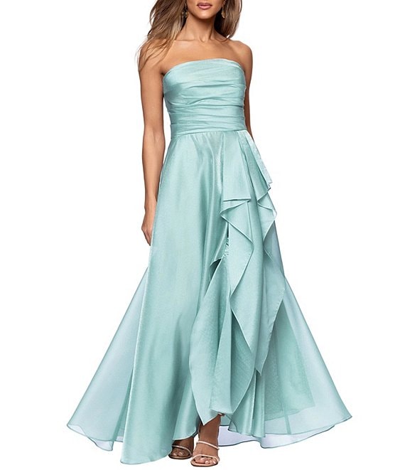 Xscape Strapless Organza Ruffle Gown