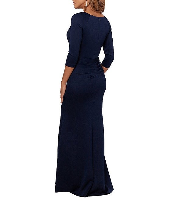xscape pleated maxi dress Xscape Women's V-Neck Pleated Sleeveless Gown - Emerald
