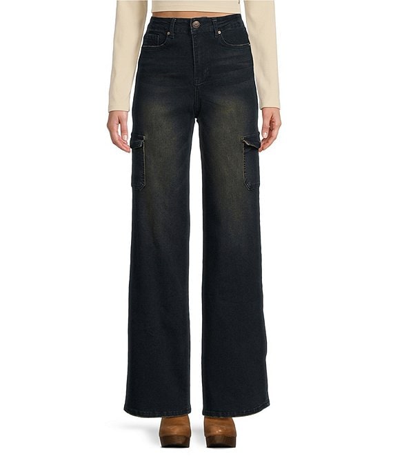 Ymi Jeanswear High Rise Wide Leg Cargo Jeans Dillards 0345