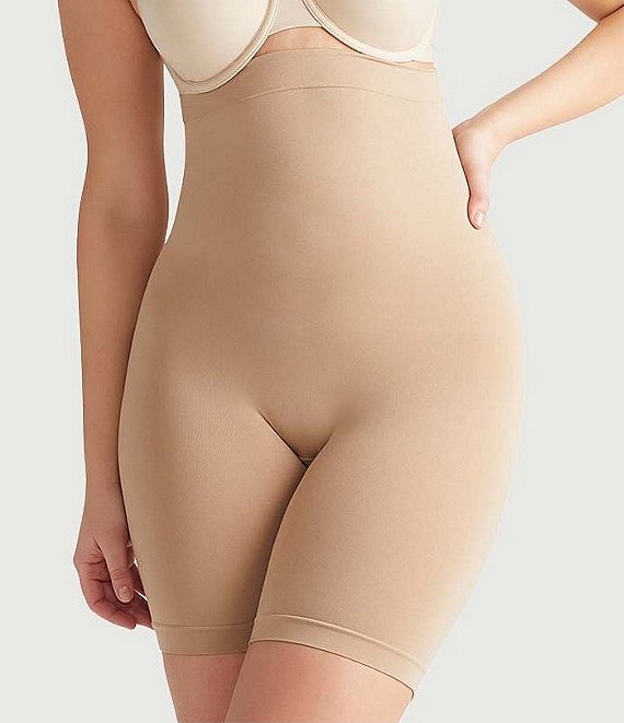 Color:Almond - Image 1 - Seamless Solutions High Waist Thigh Shaping Shorts