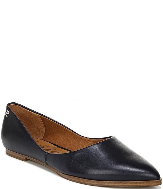 Color:Navy - Image 1 - Hill Leather Pointed Toe Flats