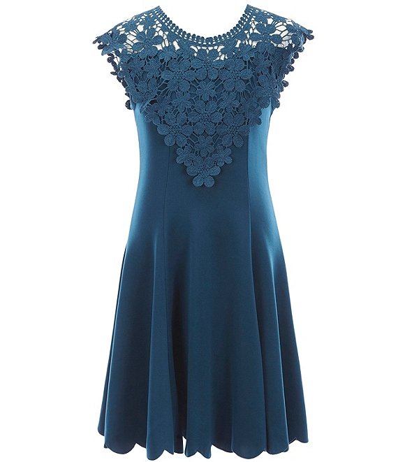 Zunie Big Girls 7-16 Crochet Lace Scallop-Hem A-Line Dress | Dillard's