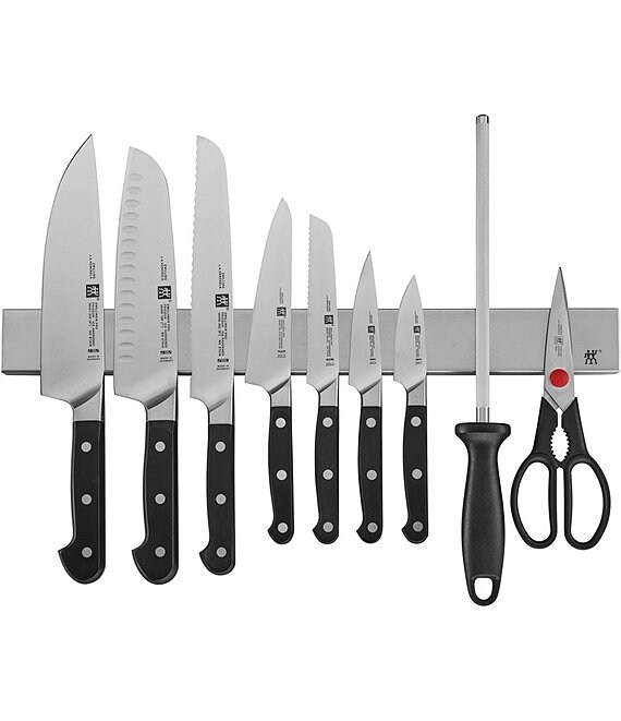 Zwilling J.A. Henckels Pro 10 Piece Knife Set With Stainless Magnetic Knife Bar