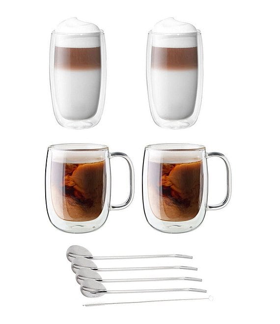 Coffee or Tea Glass Mugs Drinking Glasses Set of Double Walled