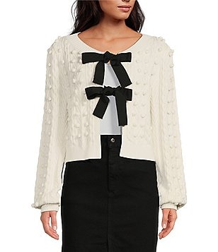 A Loves A Woven Ramie Long Sleeve Mock Tie Neck Blouse | Dillard's