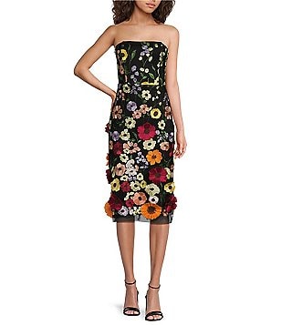 Adelyn Rae Embroidered Square Neck Sleeveless Midi Dress | Dillard's