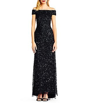 Adrianna Papell Off The Shoulder Beaded Gown Adrianna Papell Off The Shoulder Beaded Gown