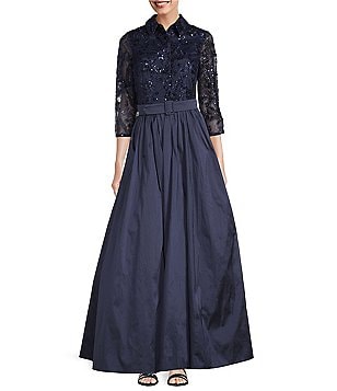 Aidan Mattox Beaded V Neck Short Flutter Sleeve Gown Dillard s