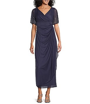 Alex Evenings Petite Size Cap Sleeve Sweetheart Neck Lace Gown