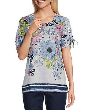 Allison Daley Petite Size Indigo Blues Abstract Print Allison Daley Petite Size Indigo Blues Abstract Print