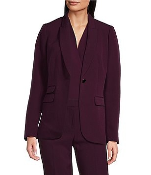 Anne Klein Tweed Flap Pocket 5-Button Long Sleeve