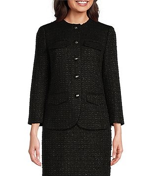 Anne Klein Notch Lapel Long Sleeve Stretch 1-Button