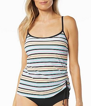 Beach House Swim Plus Size Bridget Shirred Side Underwire Tankini Top 